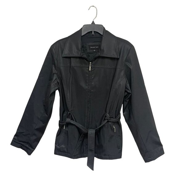 Braetan Womens Black All-Weather Jacket/Coat Belted Full zip Size L *TINY FLAW* - Picture 1 of 13